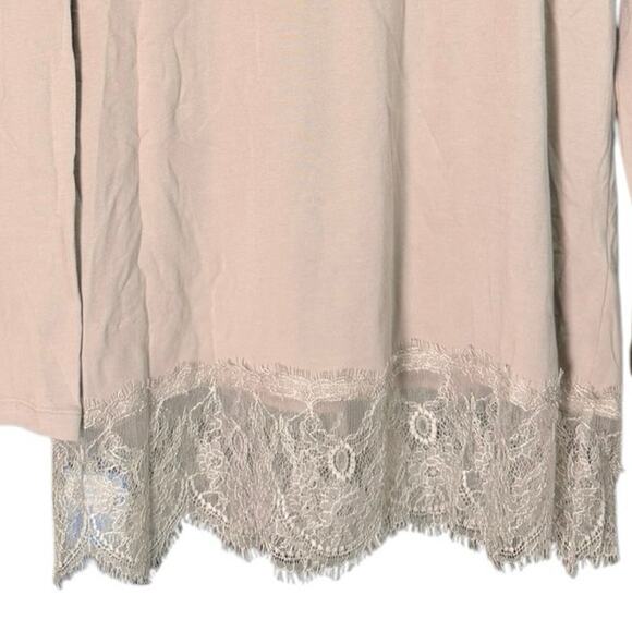 Soft Surroundings Sz L Neutral Lace Hem Top Romantic Boho Cottagecore Feminine - Picture 2 of 5